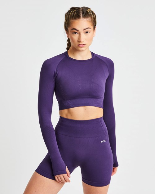 AYBL Balance V2 Seamless Long Sleeve Crop Top Violette | EUAMVOJ-39
