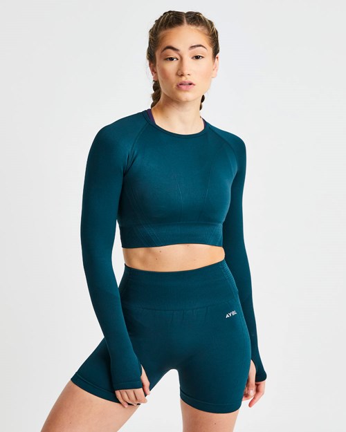 AYBL Balance V2 Seamless Long Sleeve Crop Top Vert | WDHYJIT-28
