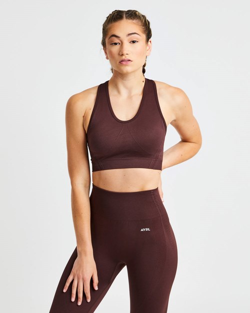 AYBL Balance V2 Seamless Sports Bra Chocolat Marron | DKITNZV-75