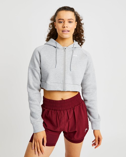 AYBL Beyond Crop Zip Hoodie Grise | LDIRCAQ-52