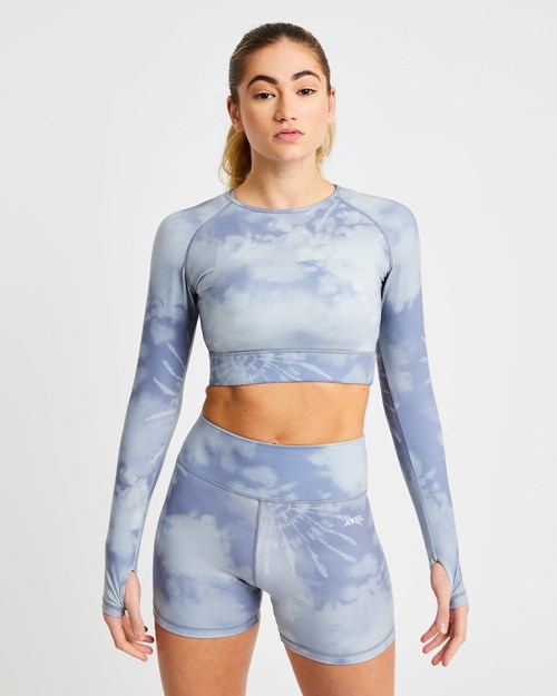 AYBL Core Long Sleeve Crop Top Grise | VBRJOXZ-12