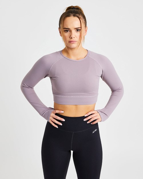 AYBL Core Long Sleeve Crop Top Lavande | MUDIVFB-36