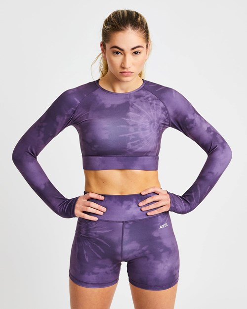 AYBL Core Long Sleeve Crop Top Violette | BWCSNUM-37