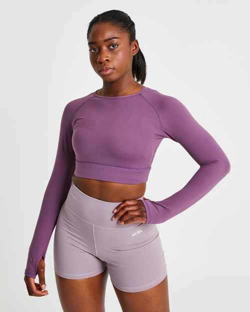 AYBL Core Long Sleeve Crop Top Violette | FNKDAZV-36