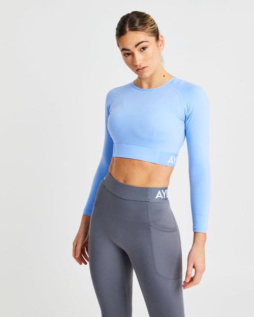 AYBL Course Long Sleeve Crop Top Bleu | TLEXHNG-87