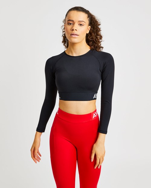 AYBL Course Long Sleeve Crop Top Noir | ZCJULMR-62