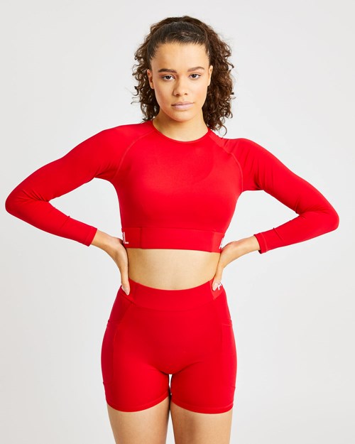 AYBL Course Long Sleeve Crop Top Rouge | IHVFDZR-46