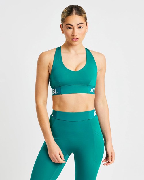 AYBL Course Sports Bra Teal | RYFEOAD-68