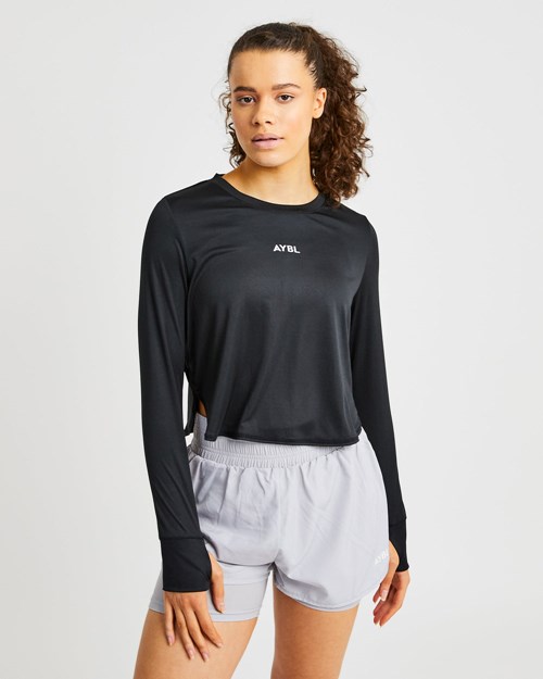 AYBL Define Long Sleeve Crop T Noir | ECOSRFL-29