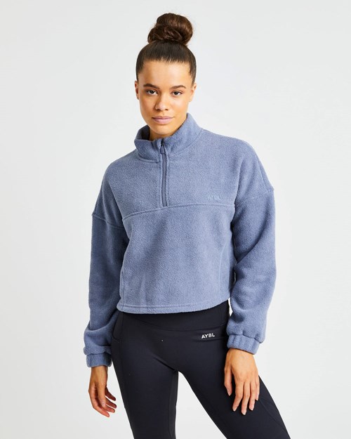 AYBL Effortless Oversized Cropped Fleece Bleu | FCLXSOE-53