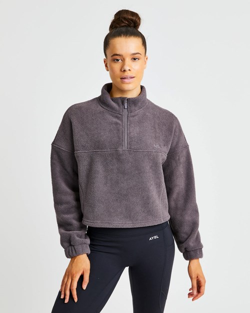 AYBL Effortless Oversized Cropped Fleece Charcoal | NBAOXUQ-73