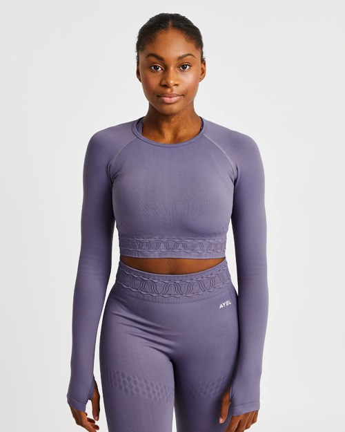 AYBL Elevate Seamless Long Sleeve Crop Top Violette | HVJDUIN-64