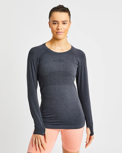 AYBL Embrace Seamless Long Sleeve T Shirt Noir | LYOPFBD-67