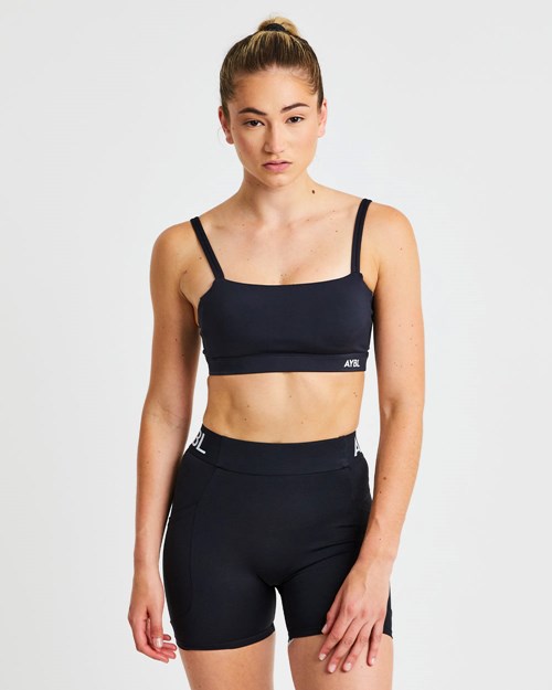 AYBL Essential Bandeau Sports Bra Noir | FRXLUBH-43