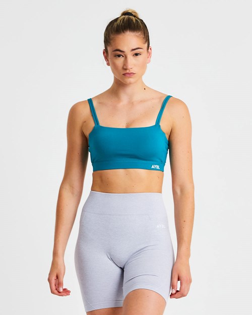 AYBL Essential Bandeau Sports Bra Teal | KYIFJGR-57