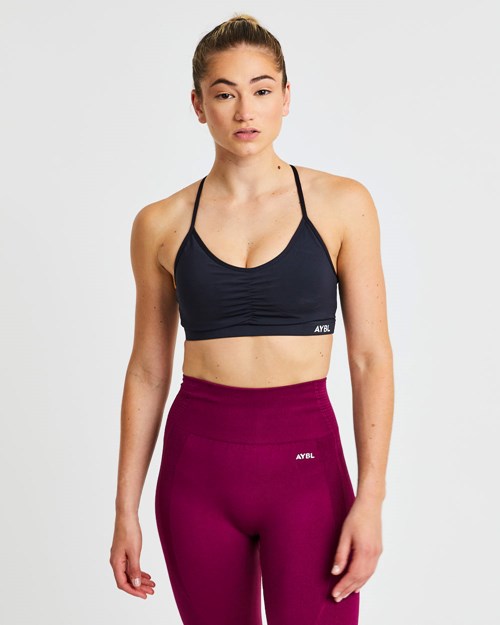 AYBL Essential Ruched Sports Bra Noir | CQXBZEI-23
