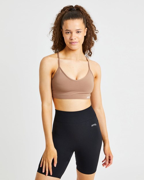 AYBL Essential V Neck Sports Bra Marron | UDZTRCY-60