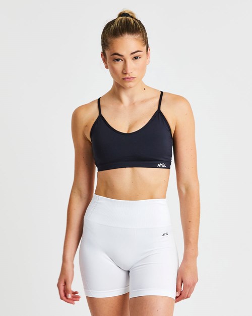 AYBL Essential V Neck Sports Bra Noir | ZCNSQML-34