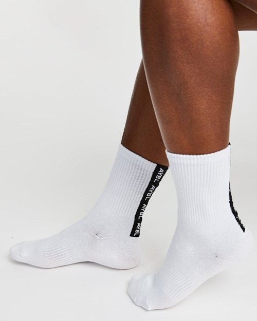 AYBL Everyday Back Stripe Crew Socks (3 Pack) Blanche | WAGOEKF-98