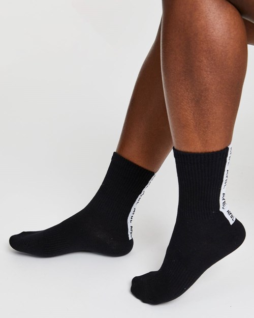 AYBL Everyday Back Stripe Crew Socks (3 Pack) Noir | XIZJMKL-75