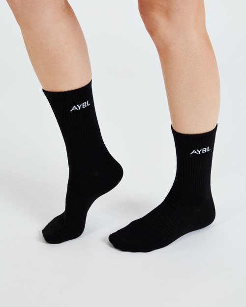 AYBL Everyday Crew Socks (3 Pack) Noir | CTUKSLO-61