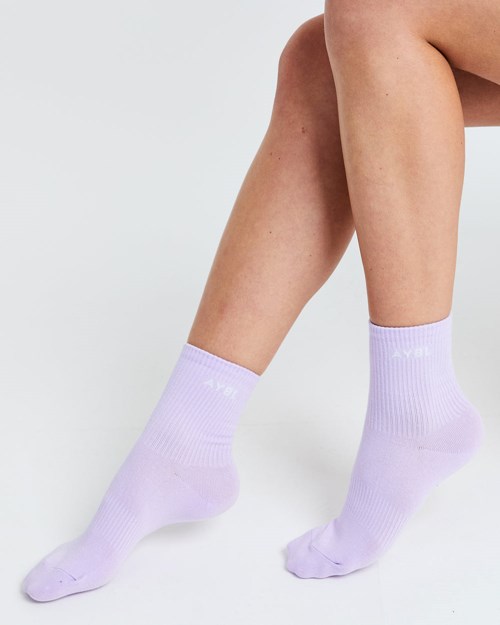AYBL Everyday Crew Socks (3 Pack) Violette | TJYEVOQ-62