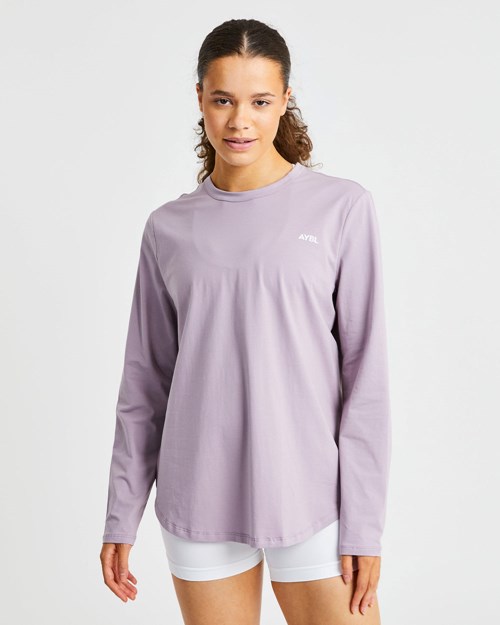 AYBL Everyday Oversized Long Sleeve T Shirt Muted Mauve | BGYTREN-15