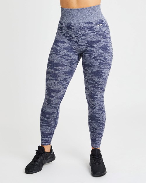 AYBL Evolve Camo Seamless Leggings Bleu Marine | OFWLQPB-50