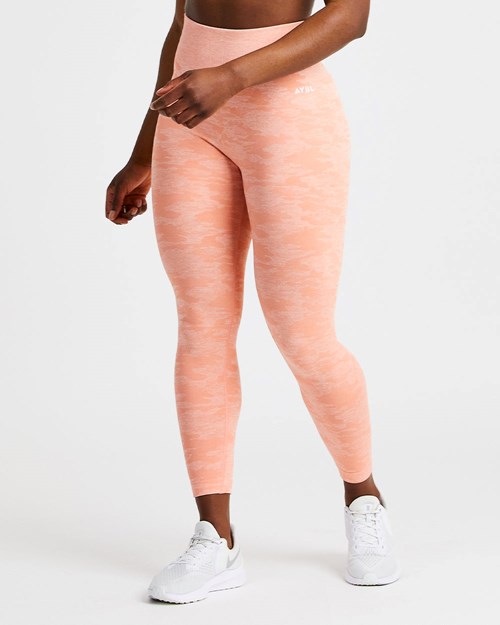 AYBL Evolve Camo Seamless Leggings Peach | UJXTWZG-21