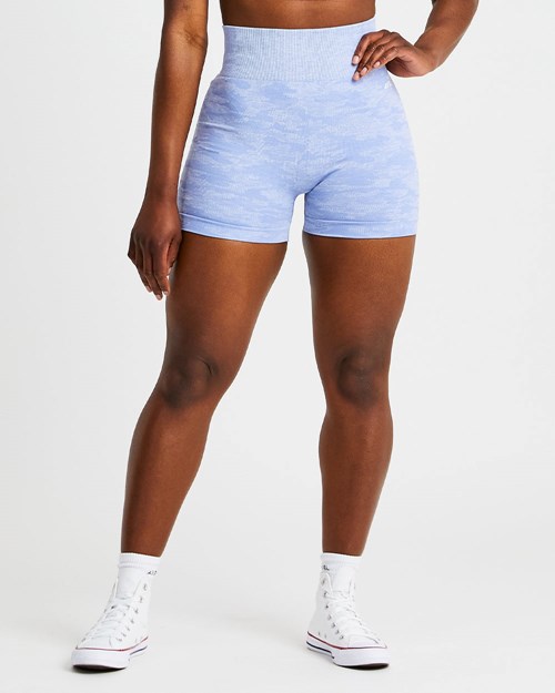 AYBL Evolve Camo Seamless Shorts Bleu | ASMTRIL-92