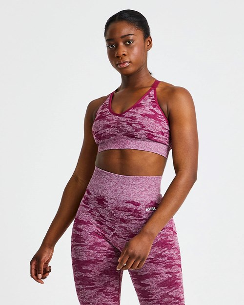 AYBL Evolve Camo Seamless Sports Bra Bordeaux | TCMYEQF-39