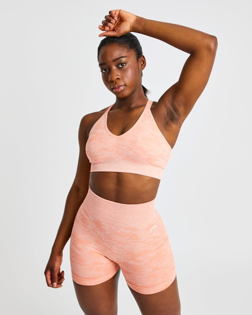 AYBL Evolve Camo Seamless Sports Bra Peach | XRSMYCJ-41