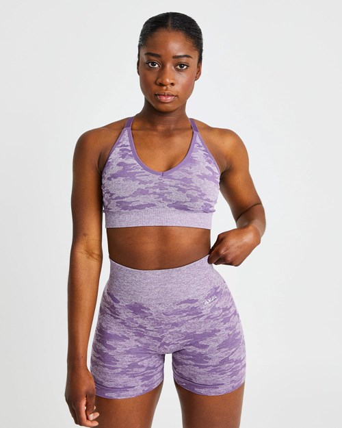 AYBL Evolve Camo Seamless Sports Bra Plum | NCDSELT-96