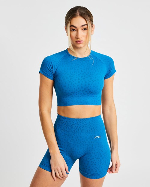 AYBL Evolve Speckle Seamless Crop Top Bleu | FZGNHDL-64