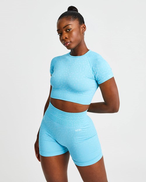 AYBL Evolve Speckle Seamless Crop Top Bleu Clair | SEWDIOL-15