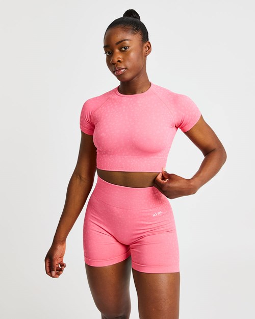 AYBL Evolve Speckle Seamless Crop Top Corail Rose | JQVLIUD-06