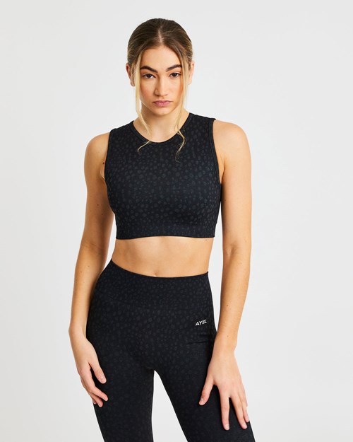 AYBL Evolve Speckle Seamless Crop Vest Noir | TWYVJUD-93