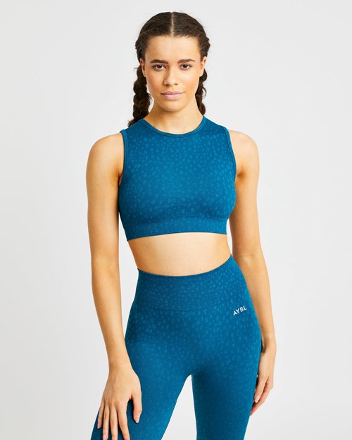 AYBL Evolve Speckle Seamless Crop Vest Teal | ODCGYBQ-79