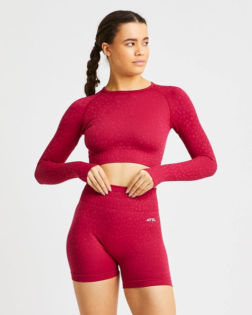 AYBL Evolve Speckle Seamless Long Sleeve Crop Top Raspberry | AKHYVBZ-23