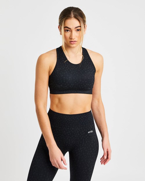 AYBL Evolve Speckle Seamless Sports Bra Noir | YTAJDPG-52
