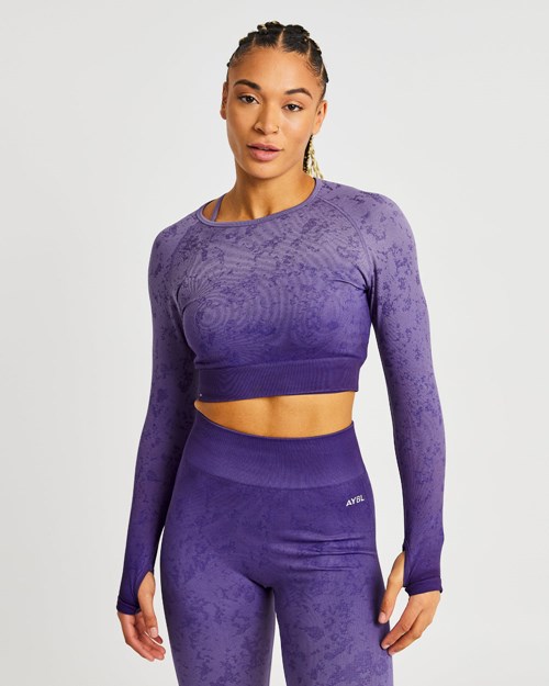 AYBL Flare Seamless Long Sleeve Crop Top Violette | ZVXROWB-18