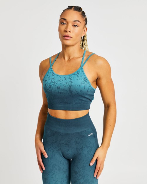 AYBL Flare Seamless Sports Bra Teal | KUTFSAP-76