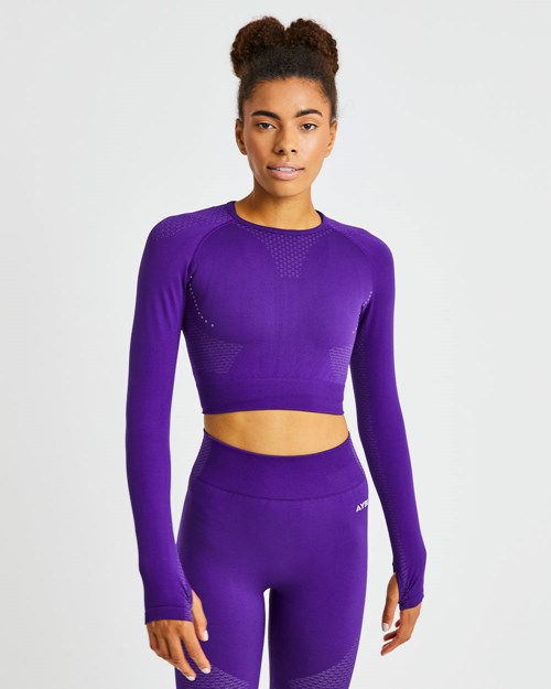 AYBL Ignite Seamless Long Sleeve Crop Top Violette | TXMZODI-43