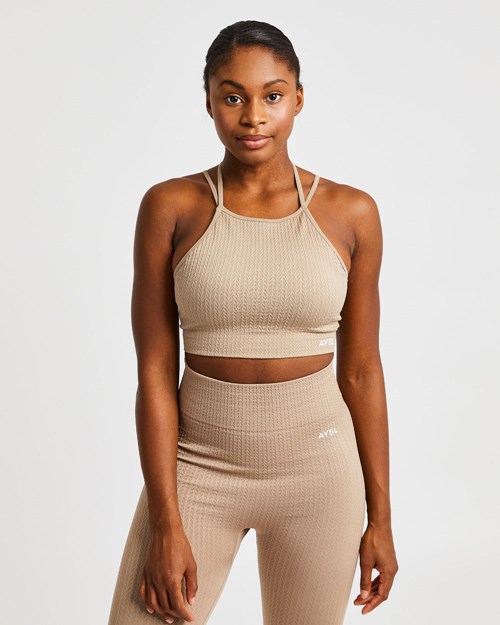 AYBL Luxe Seamless Crop Tank Top Mocha | ISRZWMG-82