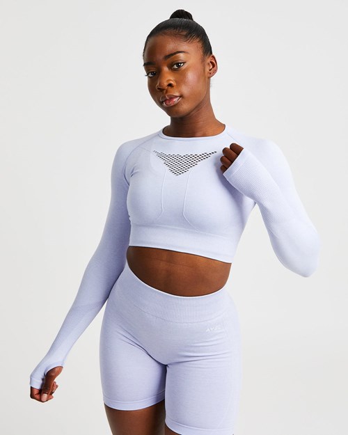 AYBL Motion Seamless Long Sleeve Crop Top Bleu | CGYTHZU-16