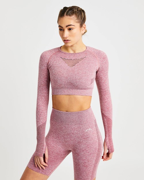 AYBL Motion Seamless Long Sleeve Crop Top Rouge | KXLARFO-59