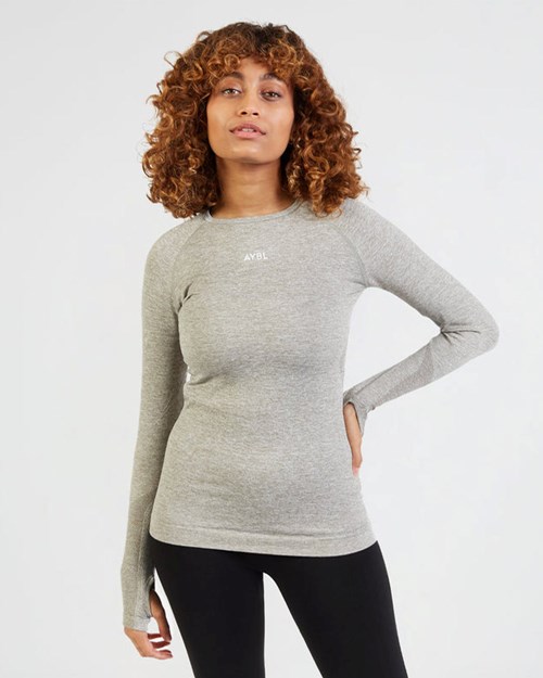 AYBL Motion Seamless Long Sleeve Top Kaki | TVXDFMH-72