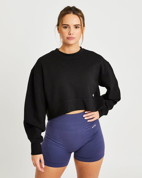 AYBL Oversized Crop Jumper Noir | FMZUGSN-92
