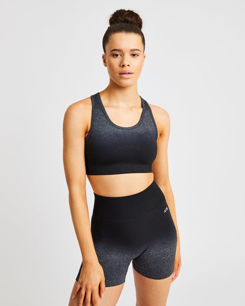 AYBL Pulse Ombré Seamless Sports Bra Black/Grey | UKVXFZY-70