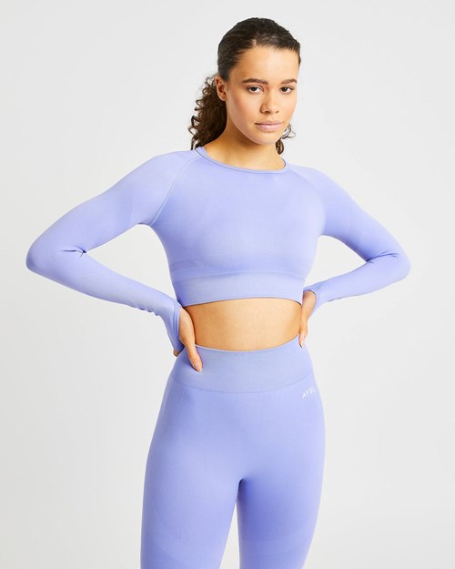 AYBL Reform Seamless Long Sleeve Crop Top Violette | UHOIYZX-28